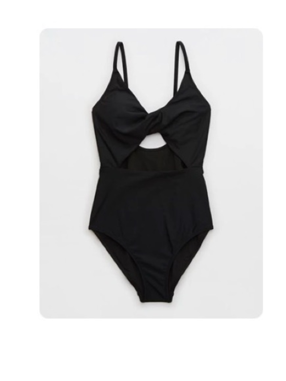 Aerie Black Twist-Front One-Piece Swimsuit with cut out